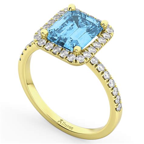 Blue Topaz Diamond Engagement Ring 18k Yellow Gold 3 32ct AD1868