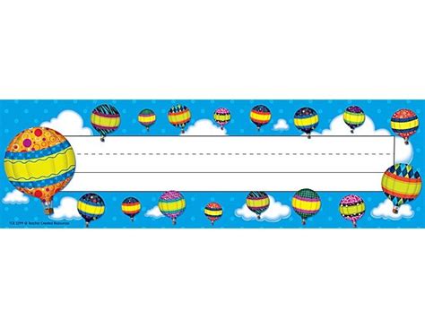 Hot Air Balloons Name Plates Flat Hot Air Balloon Hot Air Balloon Classroom Theme Balloons