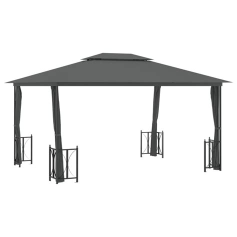 Tonnelle Avec Parois Et Toit Double 3x4 M Anthracite Sur Jardinao