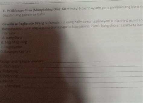 E Pakikipagpalihan Mungkahing Oras Minuto Ngayon Ay Atin Pang