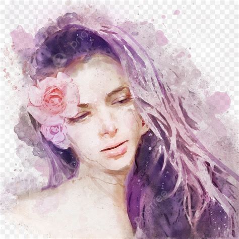 Purple Splatter Png Picture Purple Floral Watercolor Woman Portrait