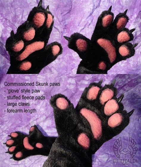 Skunk Paws By Beetlecat On Deviantart Fursuit Paws Furry Costume