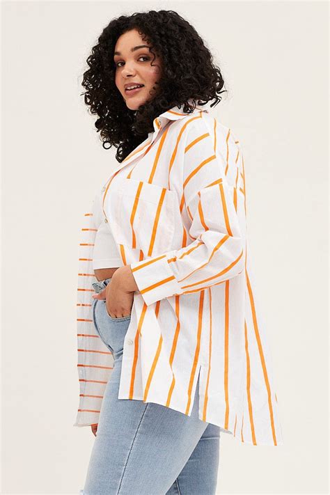 Plus Size Stripe Long Sleeve Stripe Shirts You All Shop Online