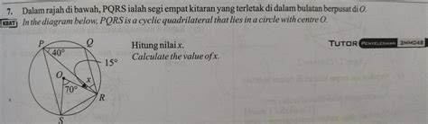 Solved Dalam Rajah Di Bawah Pqrs Ialah Segi Empat Kitaran Yang