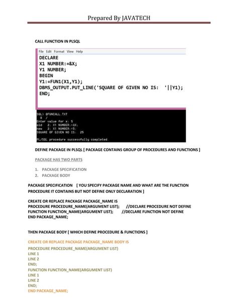 Procedure And Function In Plsql Pdf