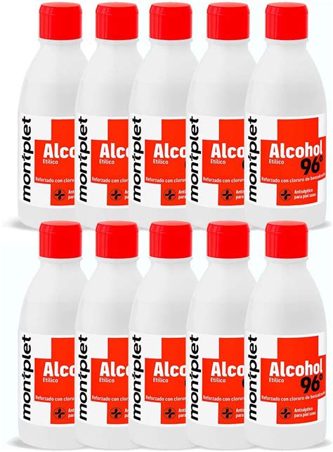 Montplet Alcohol Etílico 96 Grados 250 Ml 10 Unidades Amazon Es