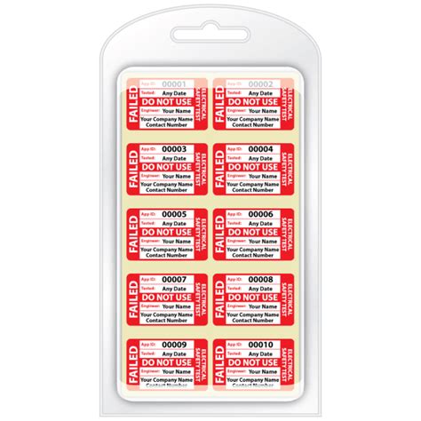 Personalised Medium Fail Pat Test Labels Pat Testing Stickers