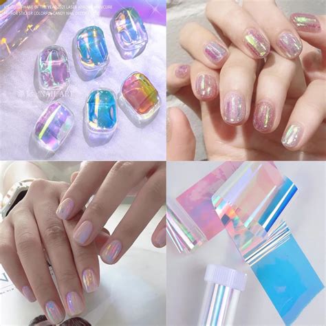 Bottle Aurora Nails Glass Foil Film Sticker Cellophane Paper Fashion