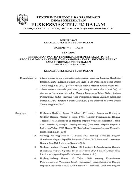 2 Contoh Sk Panitia Penerima Hasil Pekerjaan Pphp Pdf