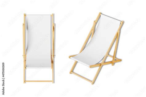 Folding Blank Wooden Deckchair Or Beach Chair Mock Up On Isolated White