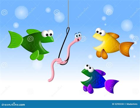 Hungry Fish And The Worm Stock Illustration Illustration Of