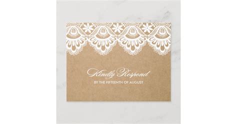 Rustic Lace Wedding Rsvp Post Card Zazzle