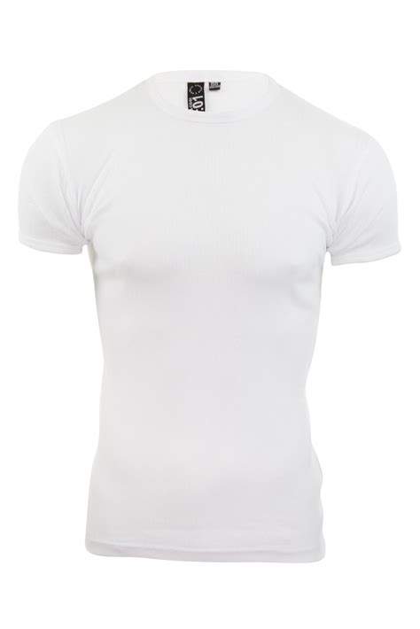 Mens Rib T Shirt Ribbed Crew And Vee Neck Soul Star Plain Slim Fit Jersey