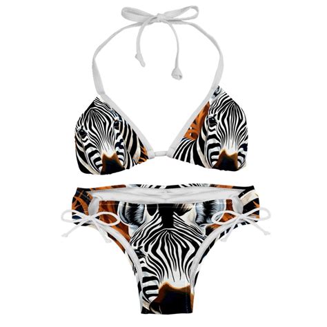 Zebra Detachable Sponge Adjustable Strap Bikini Set Two Pack Swimsuits