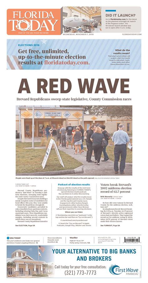 Newspaper Front Pages Across Florida Chronicle The Historic Midterm Election Tampa Bay Times