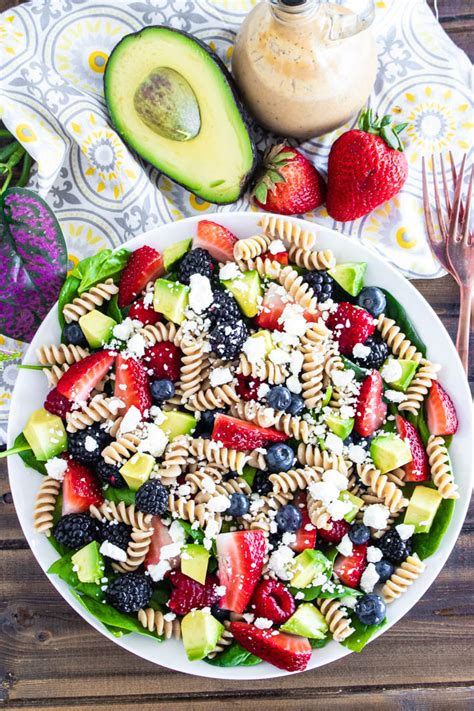 Summer Berry Spinach Pasta Salad Sweet Beginnings Blog