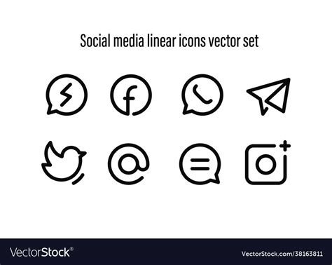 Social Media Linear Icons Set Royalty Free Vector Image