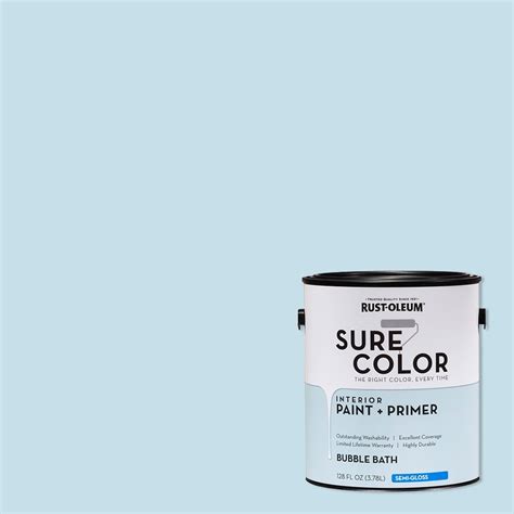 Rust Oleum Sure Color Bubble Bath Interior Paint Primer Semi Gloss Finish Gallon