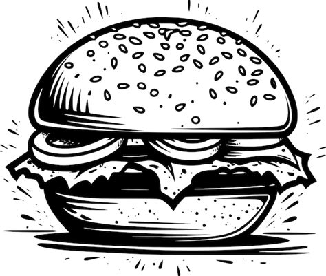 Premium Vector Burger Hamburger Hand Drawn Vector Illustration Sketch