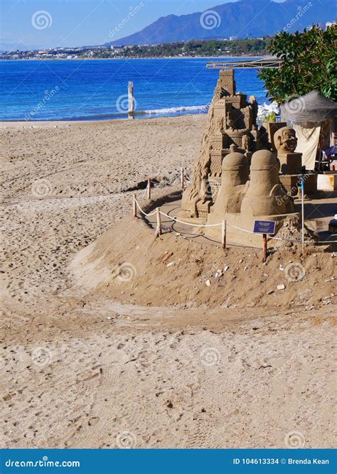Sand Sculpture on the Quiet Beach in November in Marbella Andalucia