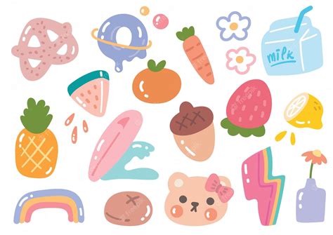 Premium Vector | Set of cute icon aesthetic element