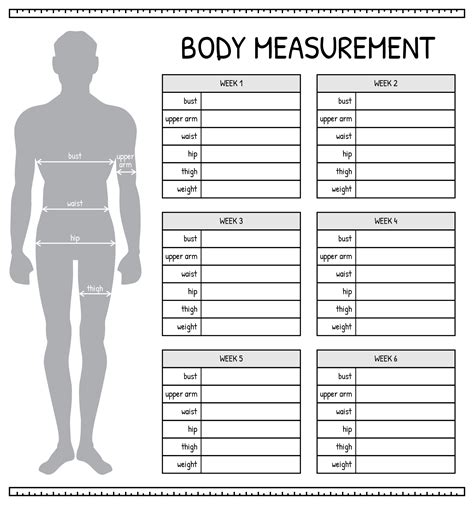 Printable Male Body Measurements Chart