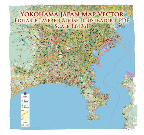 Yokohama Japan PDF Map Vector Exact City Plan Low Detailed Street Map ...