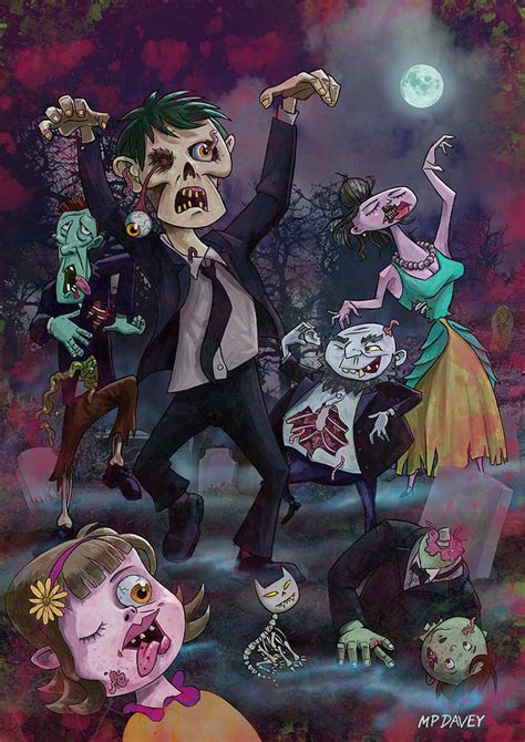 Cartoon Zombie Party Digital Art by Martin Davey