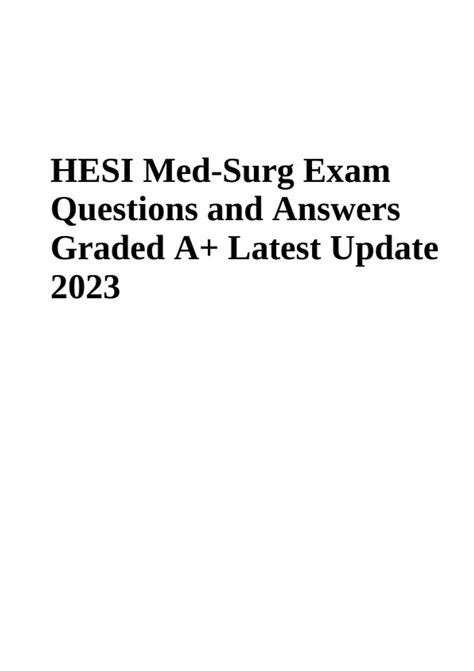 Hesi Med Surg Final Exam Questions With Correct Answers Latest Update