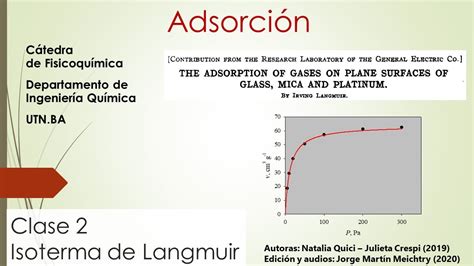 Clase N Adsorci N Isoterma De Langmuir Youtube