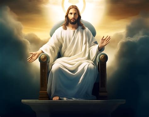 Premium Ai Image Jesus Christ Sitting In Throne At Heaven