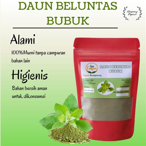 Jual Minuman Jamu Herbal Daun Beluntas Luntas Bubuk Serbuk Kering