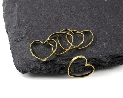 20 X Raw Brass 14x13mm Heart Connectors Heart Linking Rings Etsy