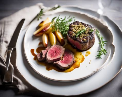 Filet Mignon En Cro Te D Herbes Pur E De Panais Et Pommes Caram Lis Es