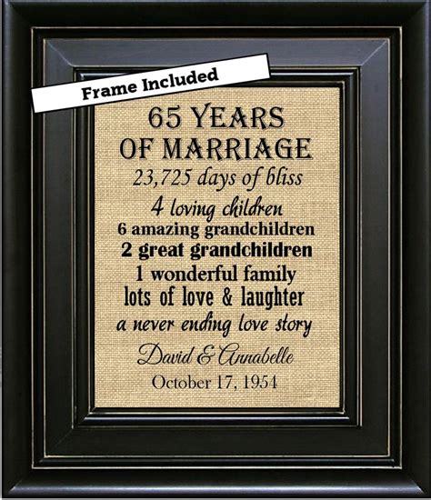 65th Anniversary Gift for Parents | 50 year wedding anniversary gifts ...