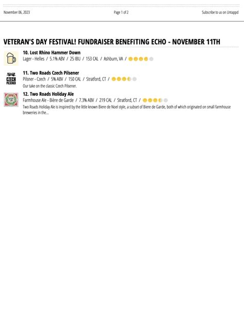 Veterans Day Festival Menu Shipgarten