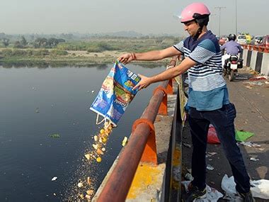 Activists protest Yamuna river pollution by taking a 'bath' with dry ...