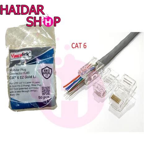 Jual Connector Rj45 UTP Cat6 VASCOLINK EZ Gold Isi 50 ANTI GAGAL