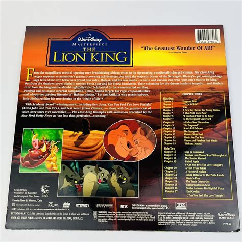 Walt Disneys The Lion King Laserdisc Letterbox Edition Movie Vg