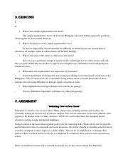 Eng W Docx B Exercises I Ii What Is The Sample Argumentative