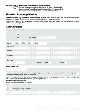 Fillable Online Perpetual Wealthfocus Pension Plan Application Form Fax