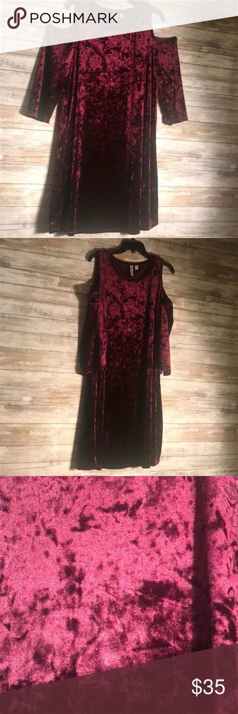 Burgundy Crushed Velvet Cold Shoulder Dress Cold Shoulder Dress