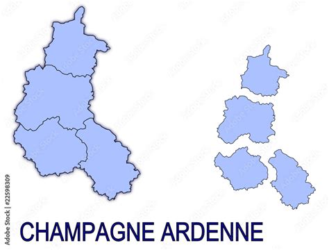 carte région champagne ardenne France départements contour Stock Vector