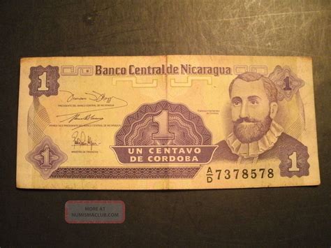 Un Centavo De Cordoba Banco Central De Nicaragua Note