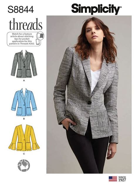 Simplicity Women S Blazer Sewing Pattern 8844 U5 Jacket Pattern Jacket Pattern Sewing