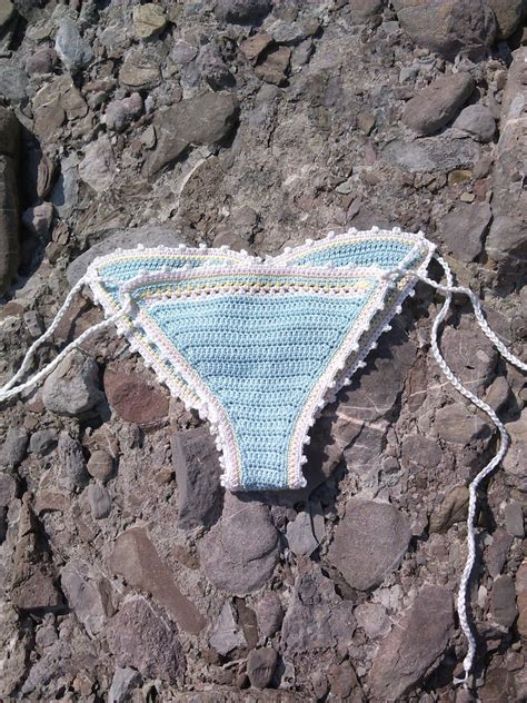 Crochet Bikini Set In Seafoam Light Blue Etsy