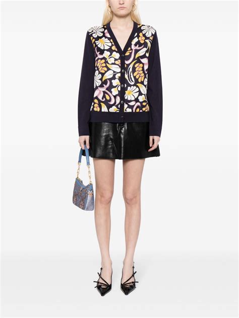 Tory Burch Floral Print Silk Front Cardigan Farfetch