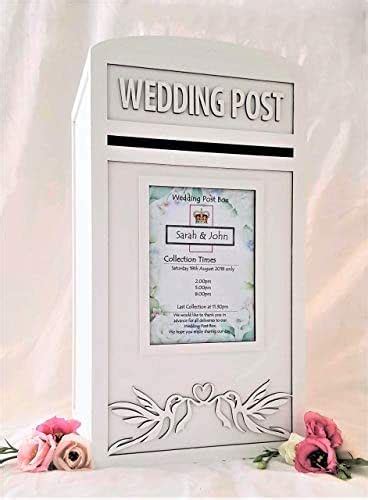 Personalised White Wedding Card Post Box Including Padlock And Keys