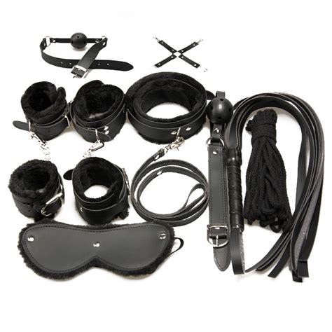 Adult Game 7pcs Set Handcuffs Gag Nipple Clamps Whip Collar Erotic Toy