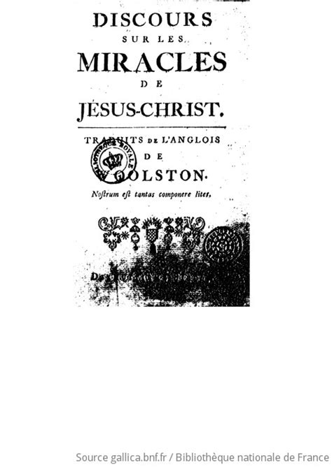 Discours sur les miracles de Jésus Christ 1 de Woolston traduits